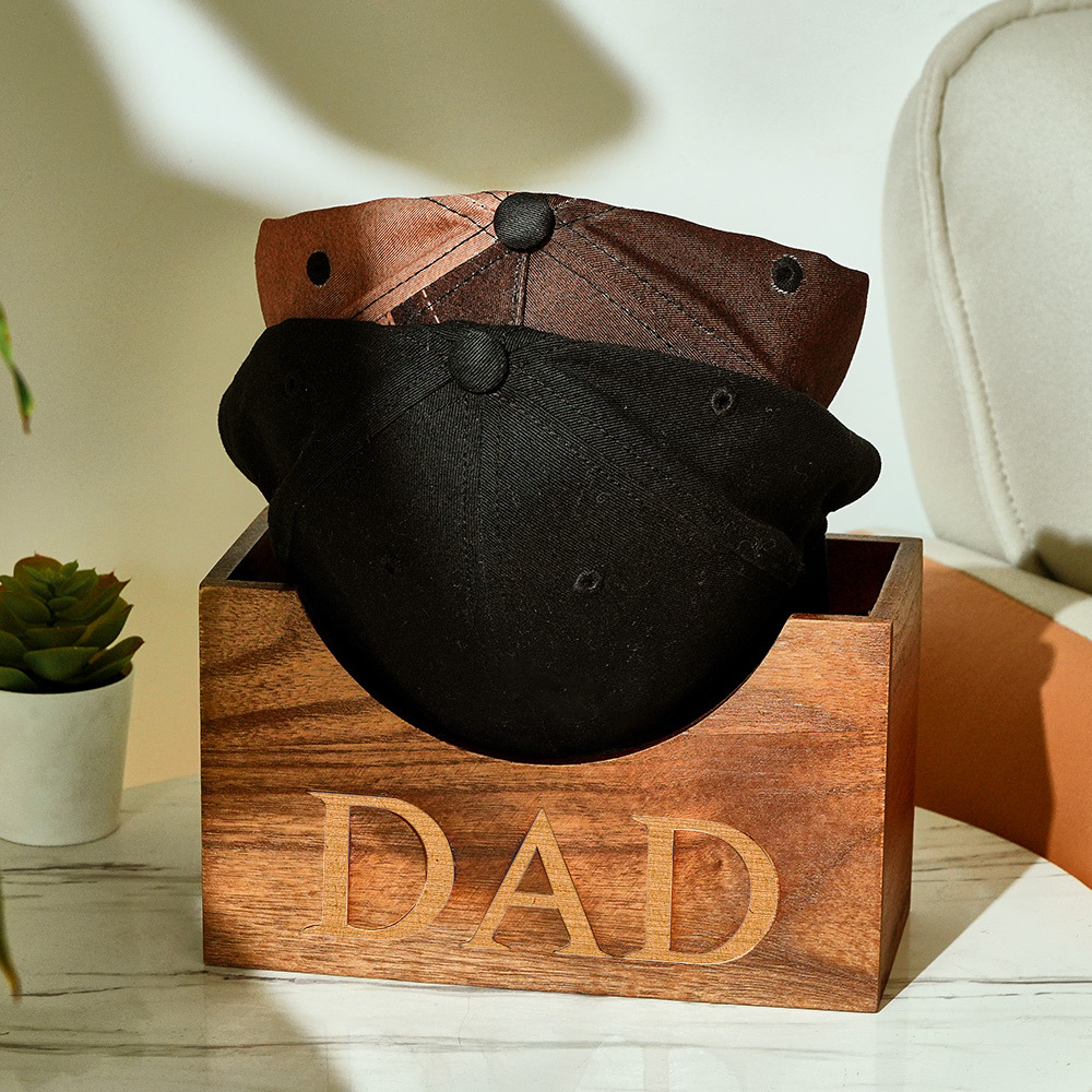 Wooden Hat Holder, Wood Hat Box, Baseball Hat Holder, Cap Organizer, Cap Stand, Personalized Hat Holder, Father's Day Gifts, Gift for Dad - PhotoBoxer