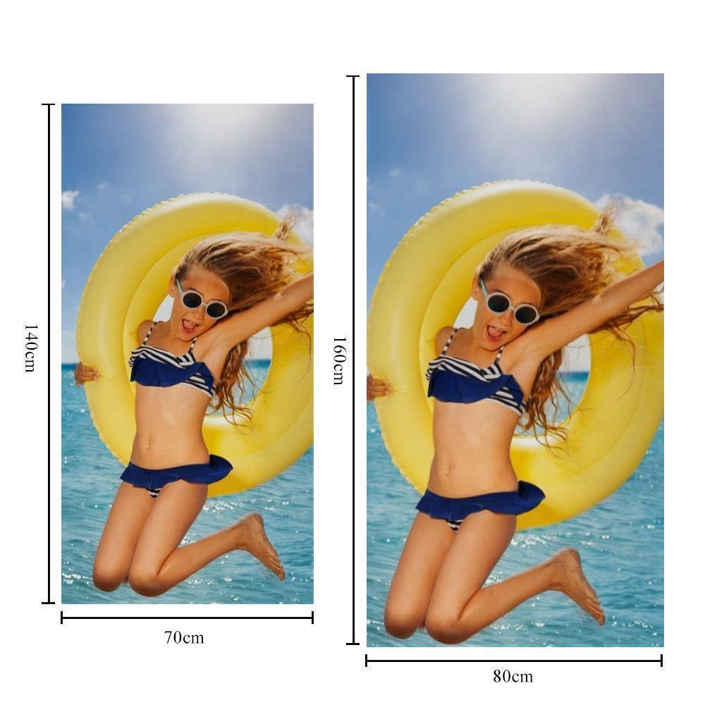 Custom Photo Beach Towel Personalized Beach Towel Custom Gift for Summer Vacation -80*160cm - PhotoBoxer