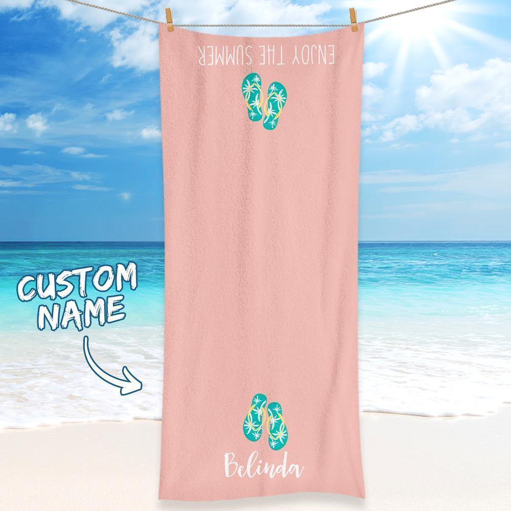Personalized Towel Engraved with Name Pink for Girls - PhotoBoxer
