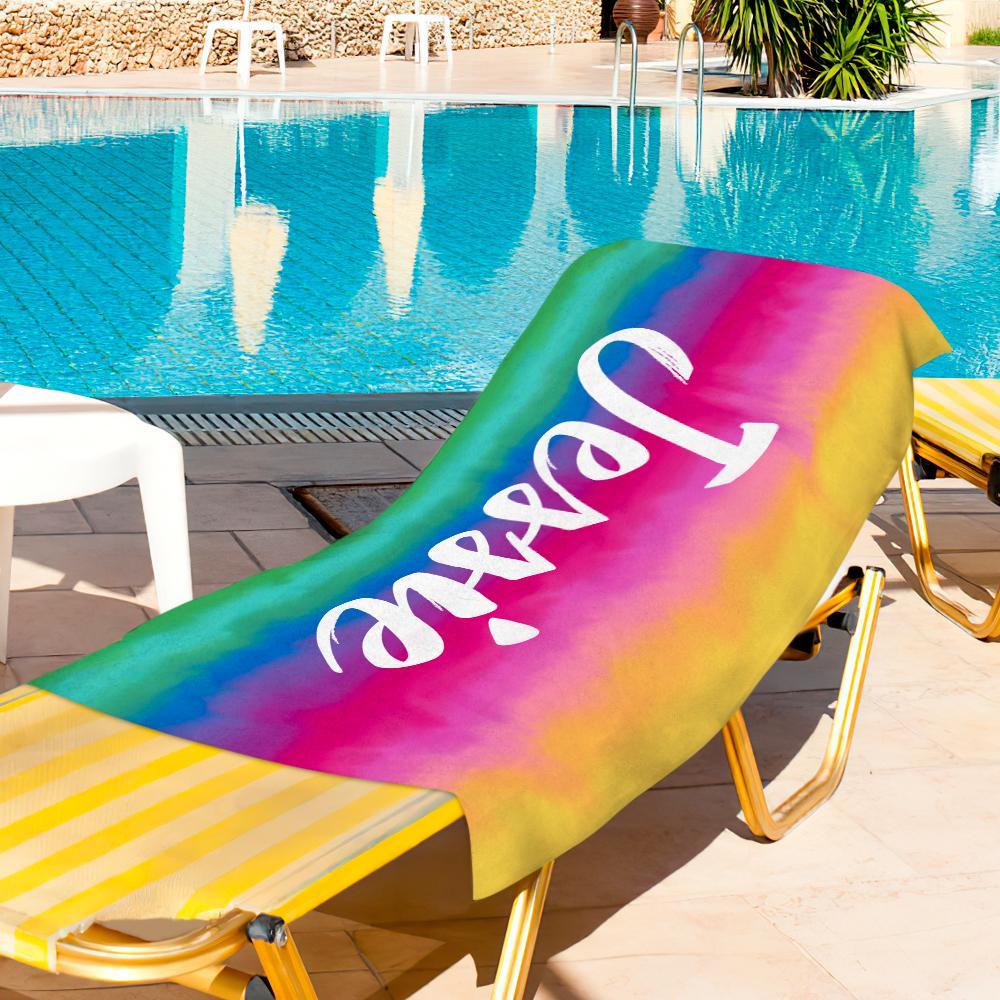 Personalised Towel Engraved with Name Colorful-Jessie - PhotoBoxer