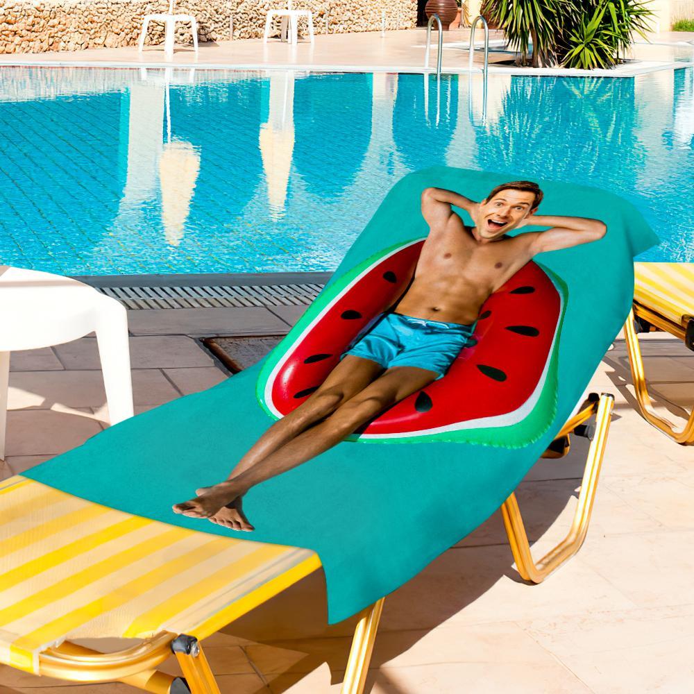 Custom Photo Face Beach Towel Face Towel With Your Dream Body Best Friend Gift 80*160cm - PhotoBoxer