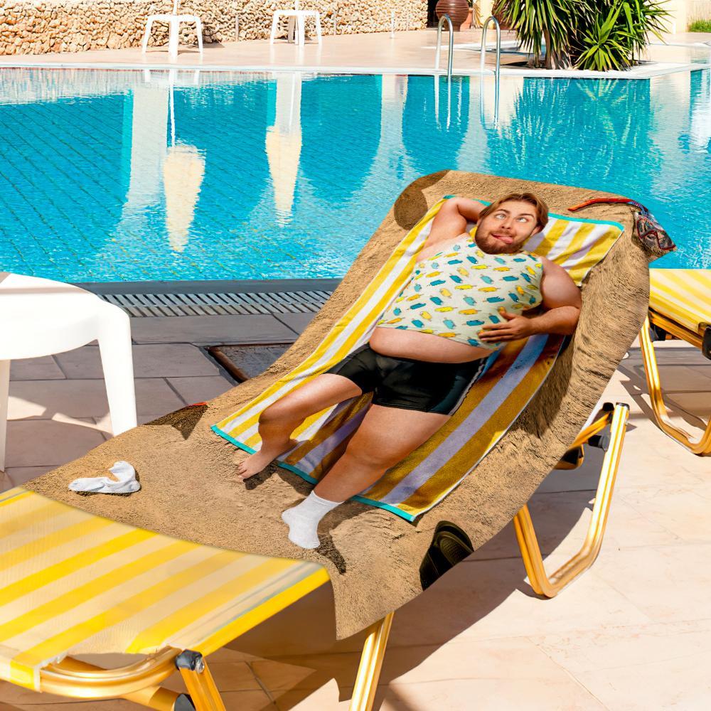 Custom Photo Face Beach Towel Face Towel With Your Dream Body Best Friend Gift 80*160cm - PhotoBoxer