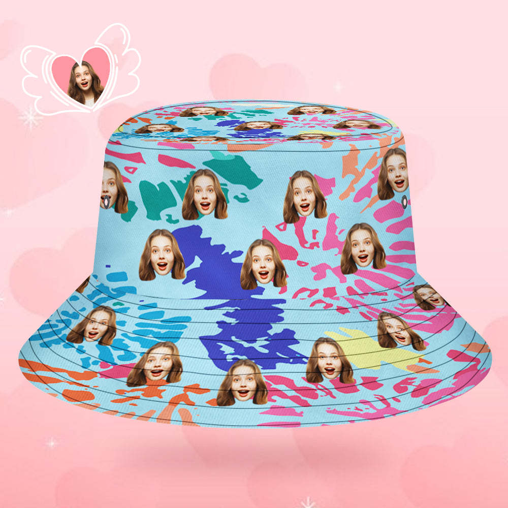 Custom Bucket Hat Unisex Face Bucket Hat Summer Colorful  Printed Hat - PhotoBoxer