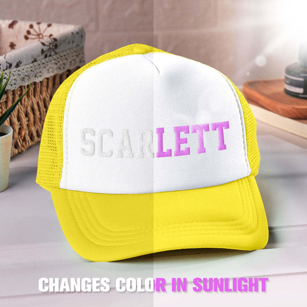 Custom Puff Print Trucker Hat Personalized Name Light-changing Foam Trucker Caps - PhotoBoxer