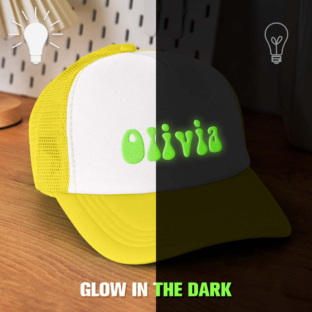 Custom Puff Print Trucker Hat Personalized Glow-in-the-dark Foam Trucker Caps for Adult - PhotoBoxer
