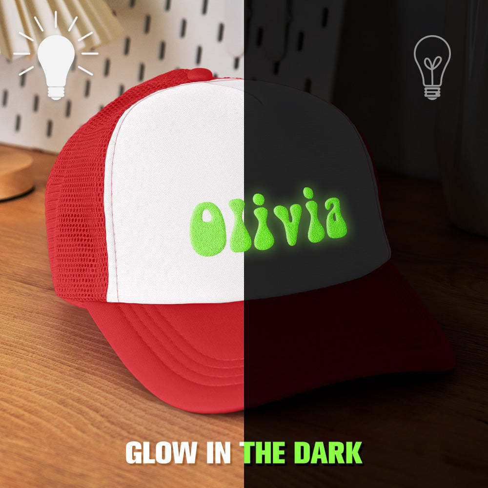 Custom Puff Print Trucker Hat Personalized Glow-in-the-dark Foam Trucker Caps for Adult - PhotoBoxer