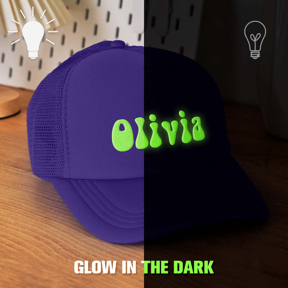 Custom Puff Print Trucker Hat Personalized Glow-in-the-dark Foam Trucker Caps for Adult - PhotoBoxer