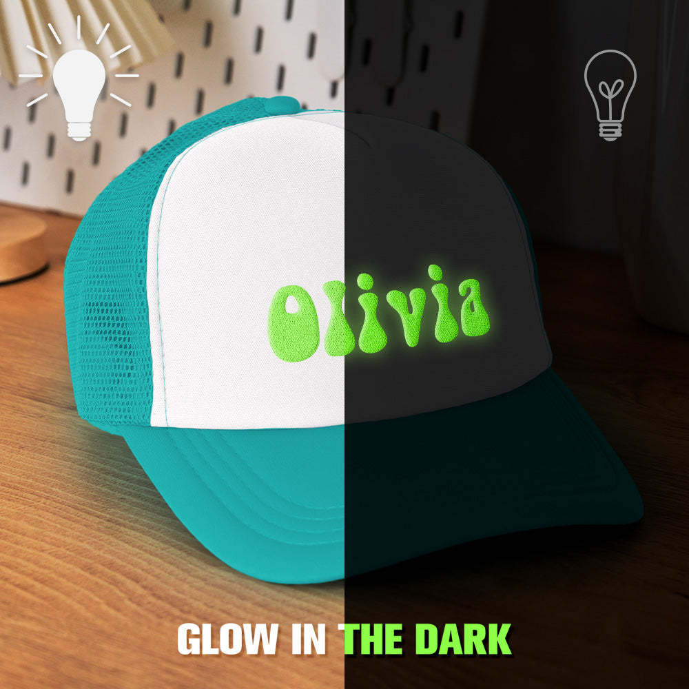 Custom Puff Print Trucker Hat Personalized Glow-in-the-dark Foam Trucker Caps for Adult - PhotoBoxer