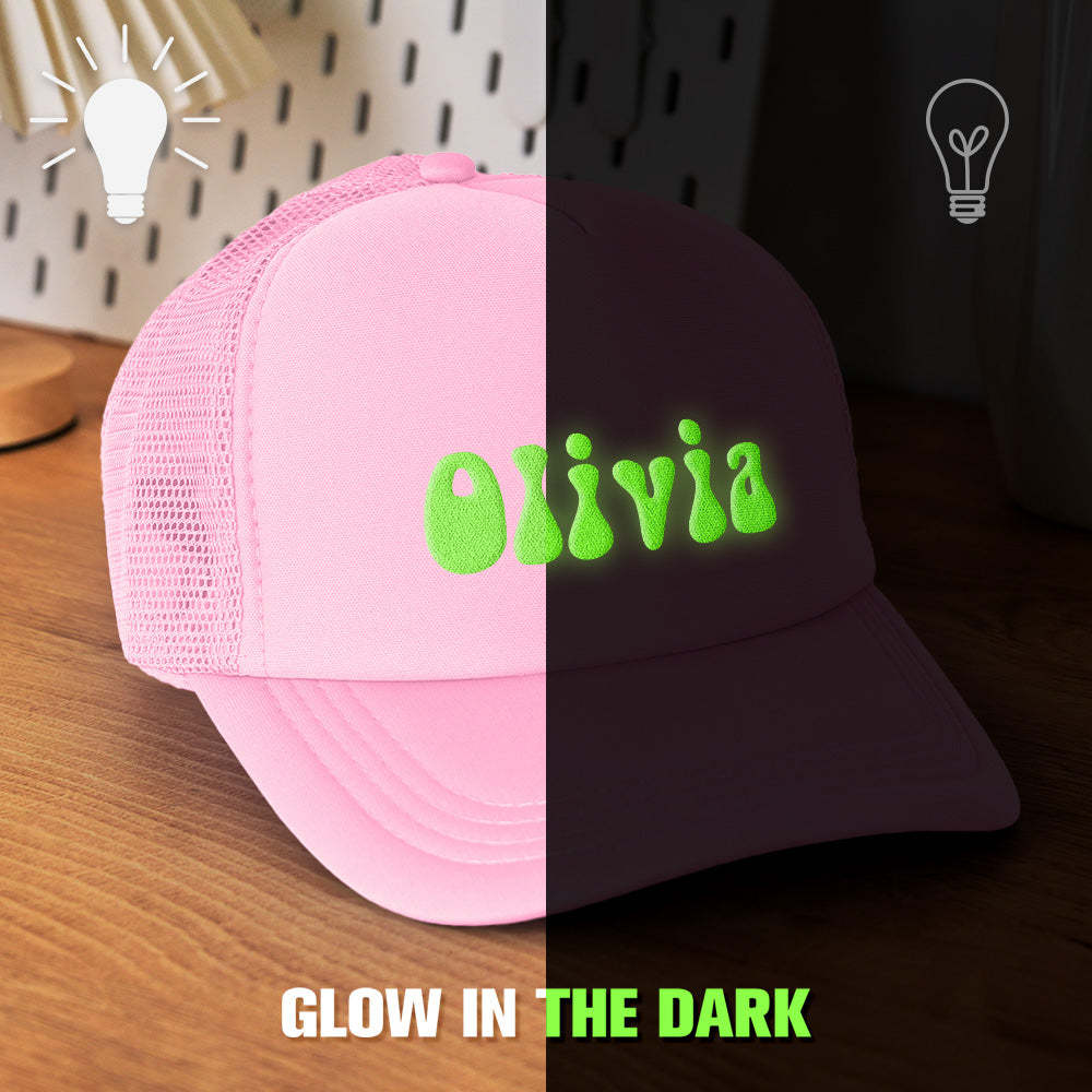 Custom Puff Print Trucker Hat Personalized Glow-in-the-dark Foam Trucker Caps for Adult - PhotoBoxer