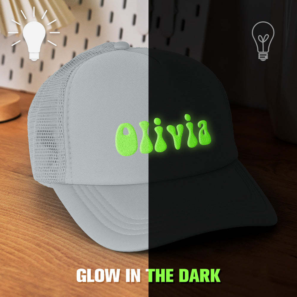 Custom Puff Print Trucker Hat Personalized Glow-in-the-dark Foam Trucker Caps for Adult - PhotoBoxer