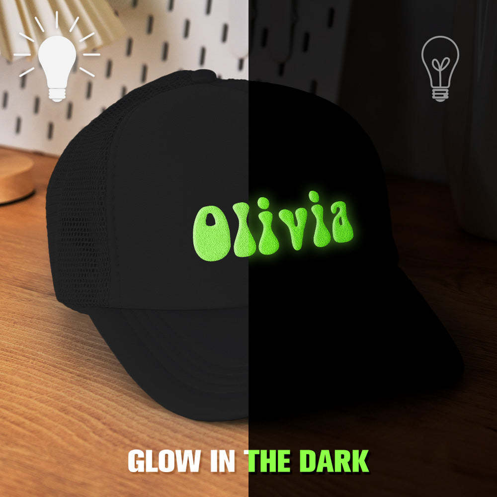 Custom Puff Print Trucker Hat Personalized Glow-in-the-dark Foam Trucker Caps for Adult - PhotoBoxer
