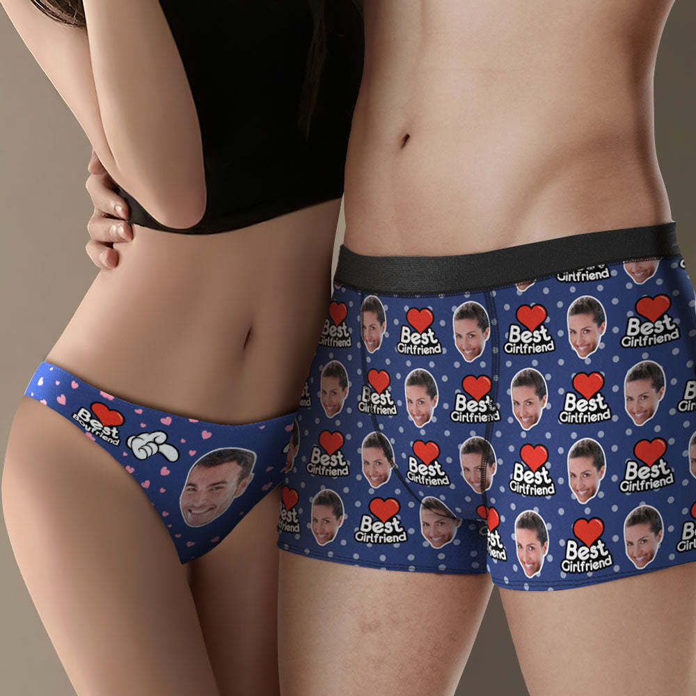 Custom Face Couple Matching Underwear Multicolor Best Girlfriend and Boyfriend Valentine's Day Gift for Lovers