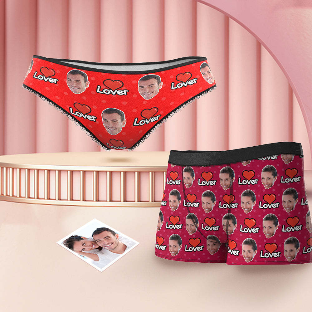 Custom Face Couple Matching Underwear Multicolor My Lover Personalized Funny Underwear Gift for Lovers