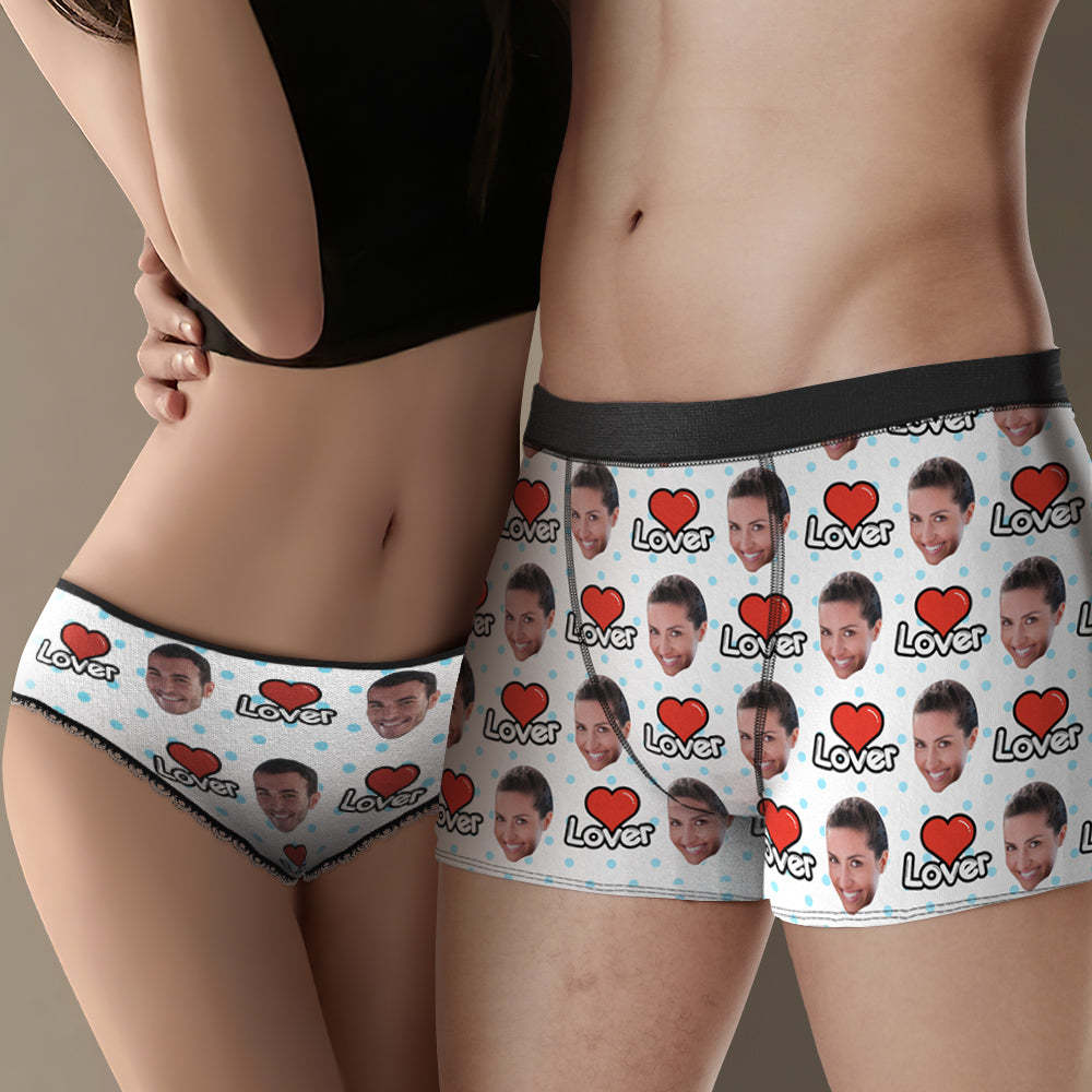Custom Face Couple Matching Underwear My Lover Personalized Funny Underwear Gift for Lovers