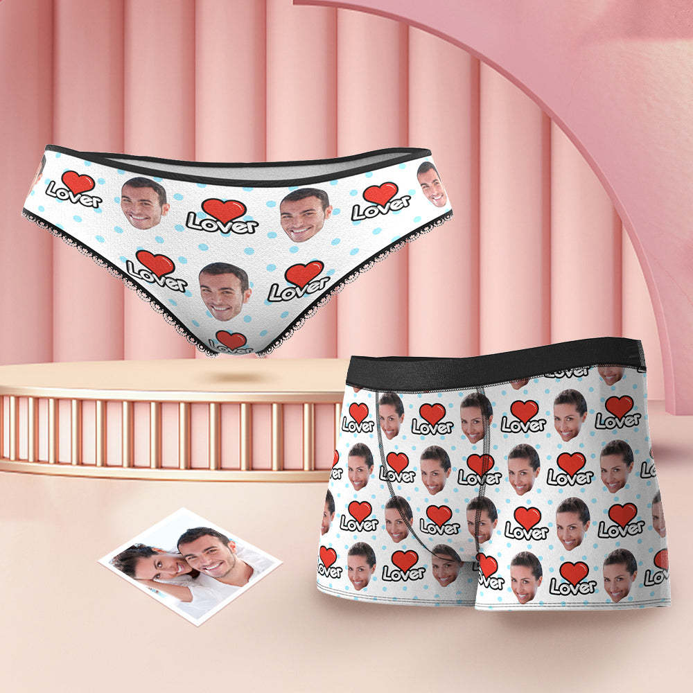 Custom Face Couple Matching Underwear My Lover Personalized Funny Underwear Gift for Lovers