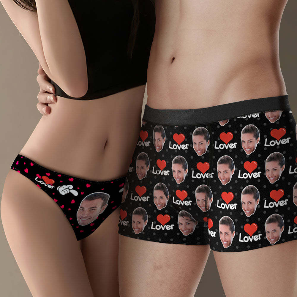 Custom Face Couple Matching Underwear Sweet Lover Personalized Funny Underwear Valentine's Day Gift