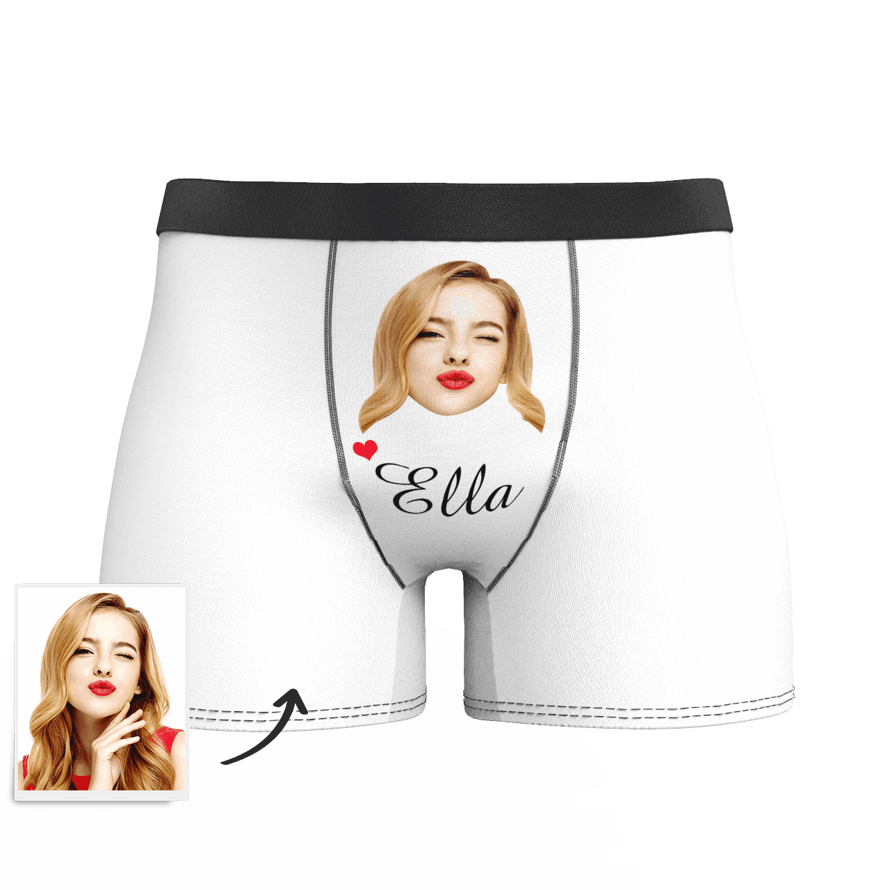 White Custom Men's Face And Name Colorful Boxer Shorts