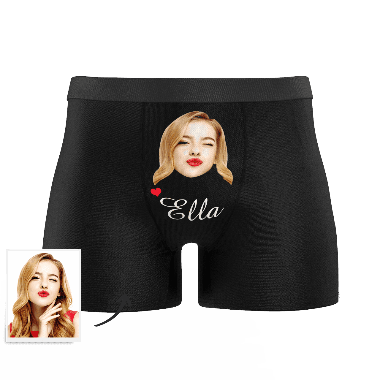 Black Custom Men's Face And Name Colorful Boxer Shorts