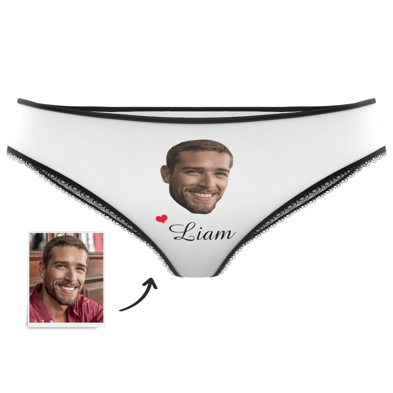 White Couple Plain Women's Custom Face And Name Colorful Panties