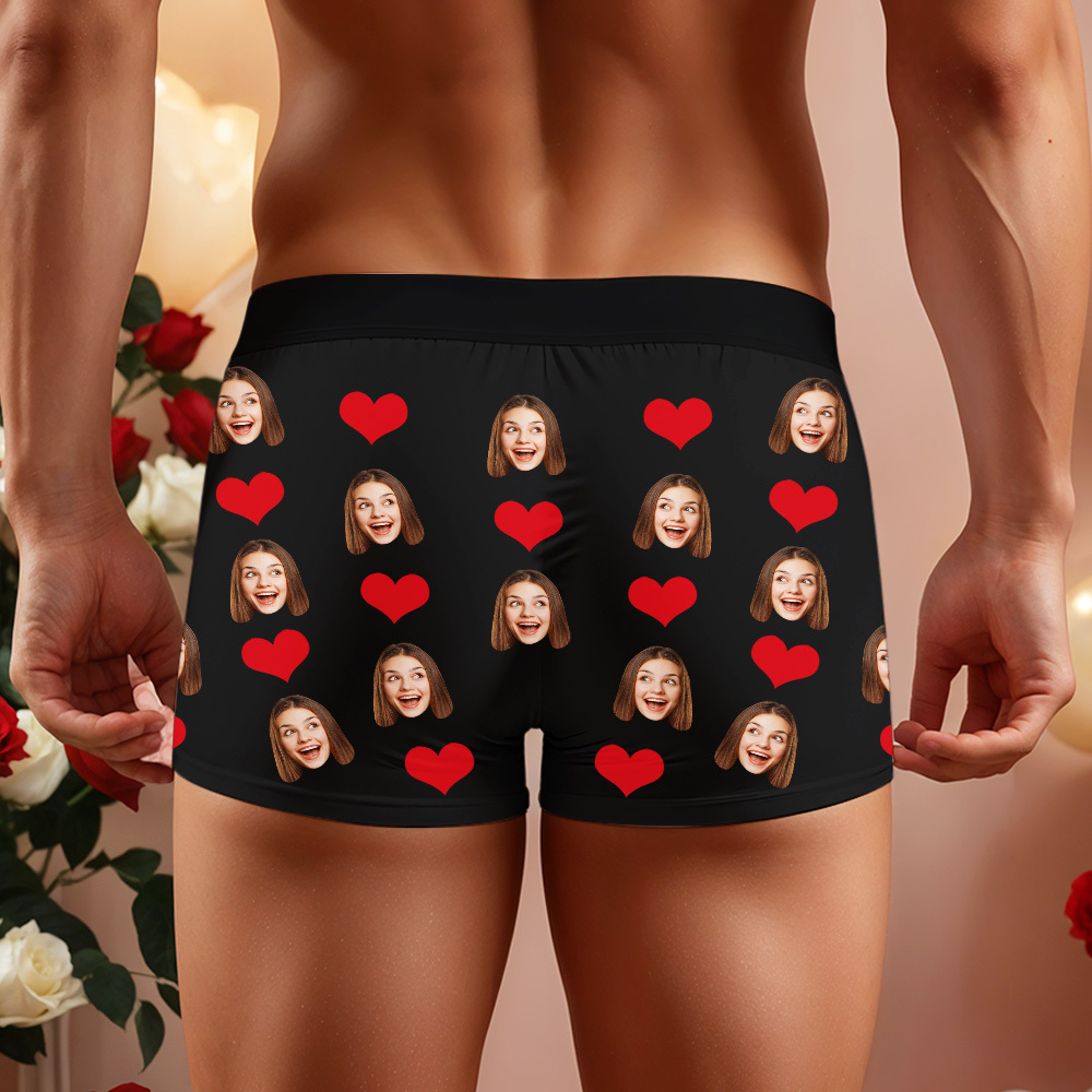 Personalized Men Boxers with Face, Custom Face Boxer Briefs, Valentine’s Day Gift for Him - PhotoBoxer