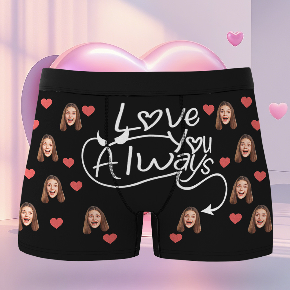 Personalized Men Boxers with Face, Custom Face Boxer Briefs, Happy Valentine's Day, Valentine’s Day Gift for Him - PhotoBoxer