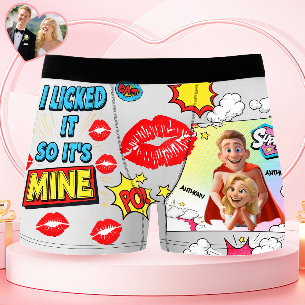 Personalized Face Boxer Briefs, Custom Cartoon Photo Underwear, Spicy Couple Men's Boxers, Personalized Valentine's Day Gifts For Him - PhotoBoxer