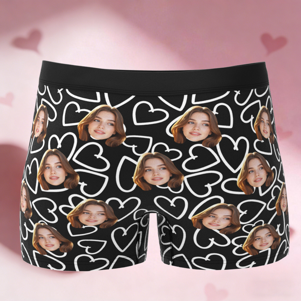 Custom Valentine's Boxer, Custom Man Underwear, Personalized Couple Gift, Custom Husband Boxer with Face - PhotoBoxer