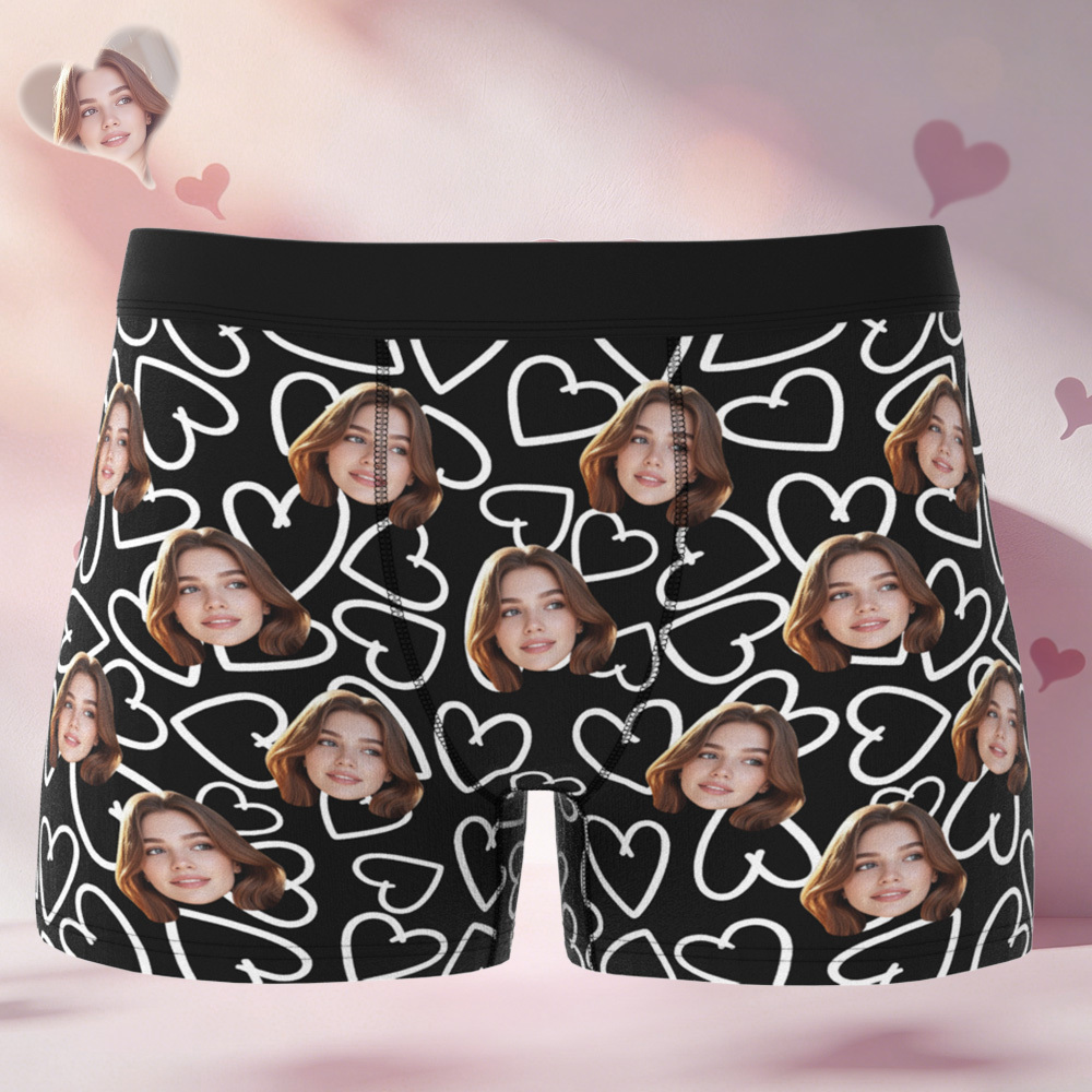 Custom Valentine's Boxer, Custom Man Underwear, Personalized Couple Gift, Custom Husband Boxer with Face - PhotoBoxer