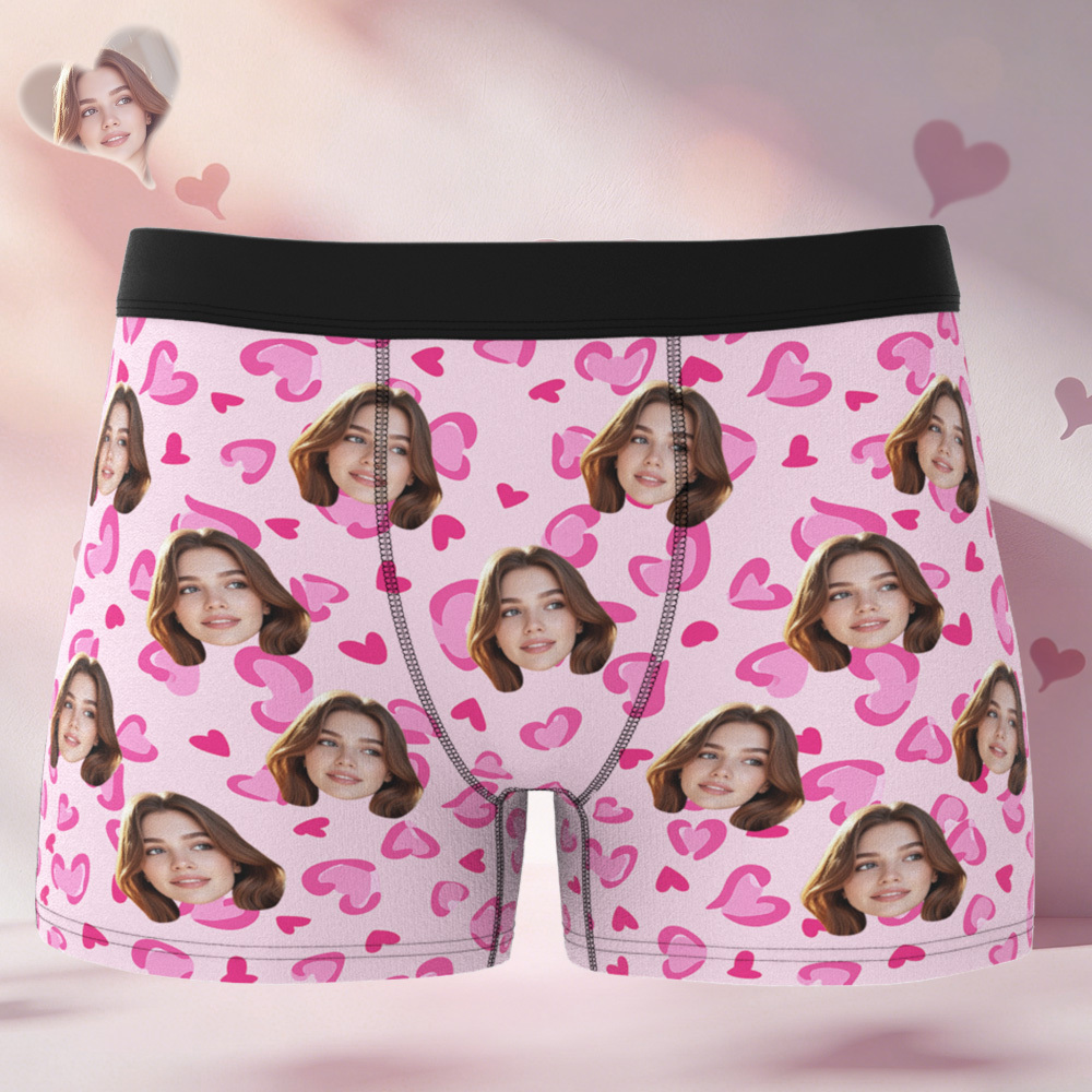 Custom Valentine's Boxer, Custom Man Underwear, Personalized Couple Gift, Custom Husband Boxer with Face - PhotoBoxer