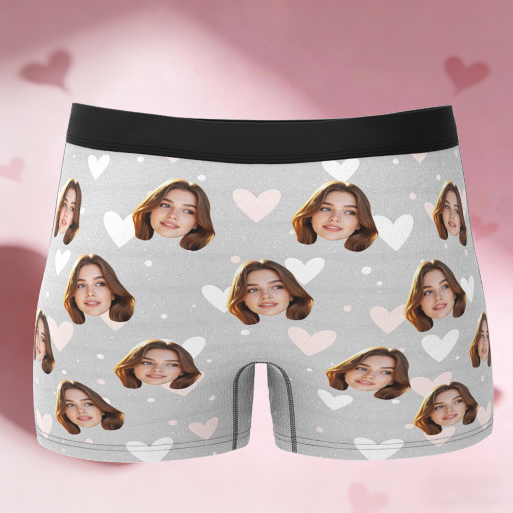 Custom Valentine's Boxer, Custom Man Underwear, Personalized Couple Gift, Custom Husband Boxer with Face - PhotoBoxer