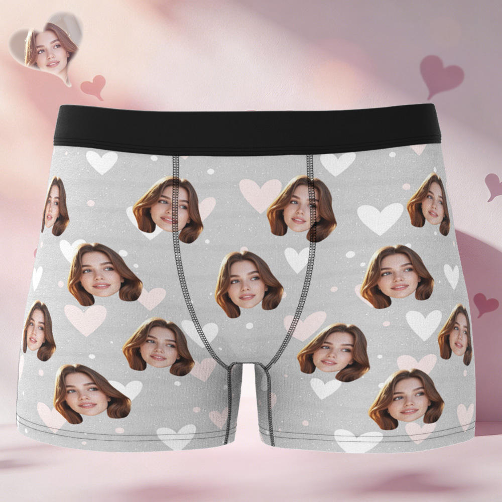 Custom Valentine's Boxer, Custom Man Underwear, Personalized Couple Gift, Custom Husband Boxer with Face - PhotoBoxer