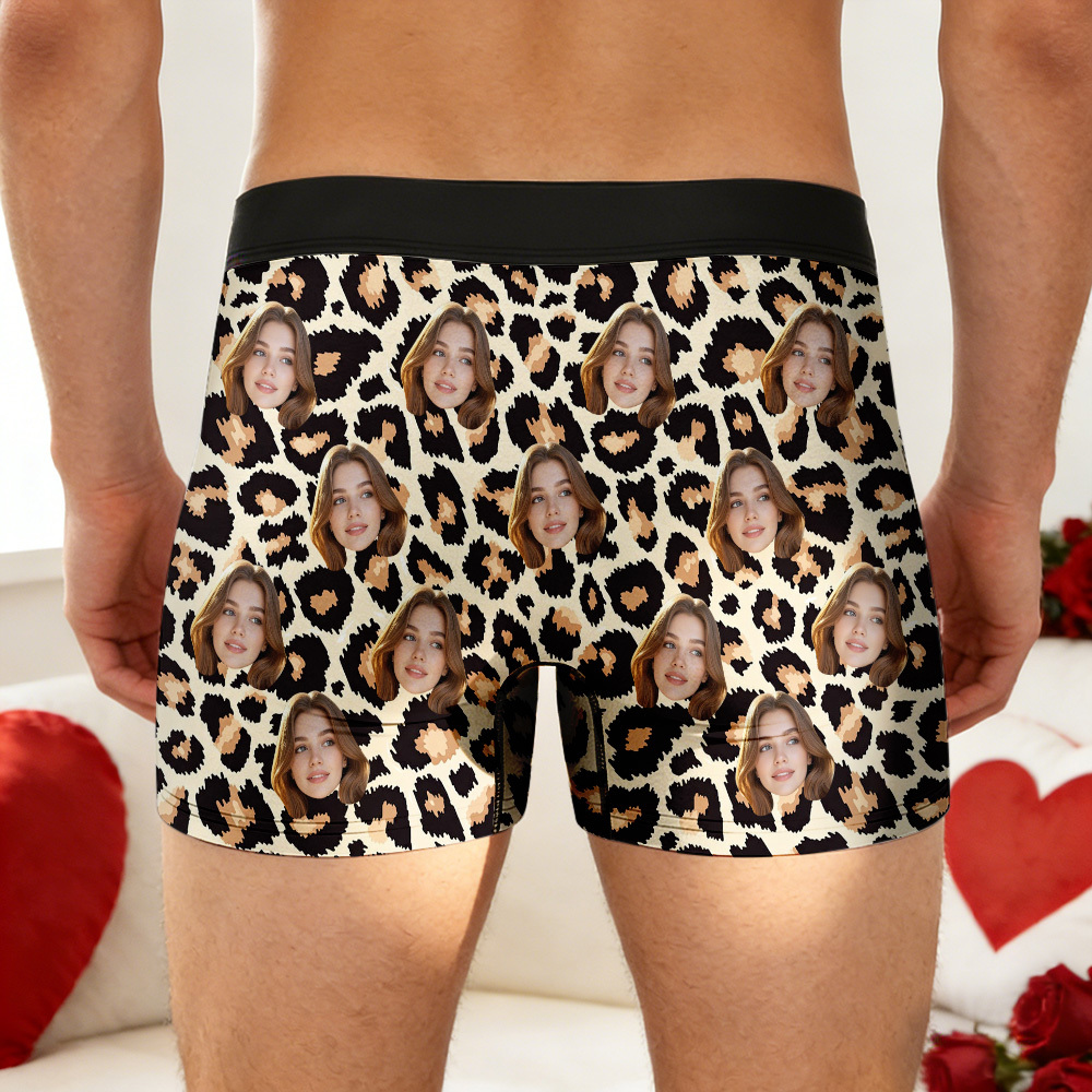 Custom Valentine's Boxer, Custom Man Underwear, Personalized Couple Gift, Custom Husband Boxer with Face - PhotoBoxer