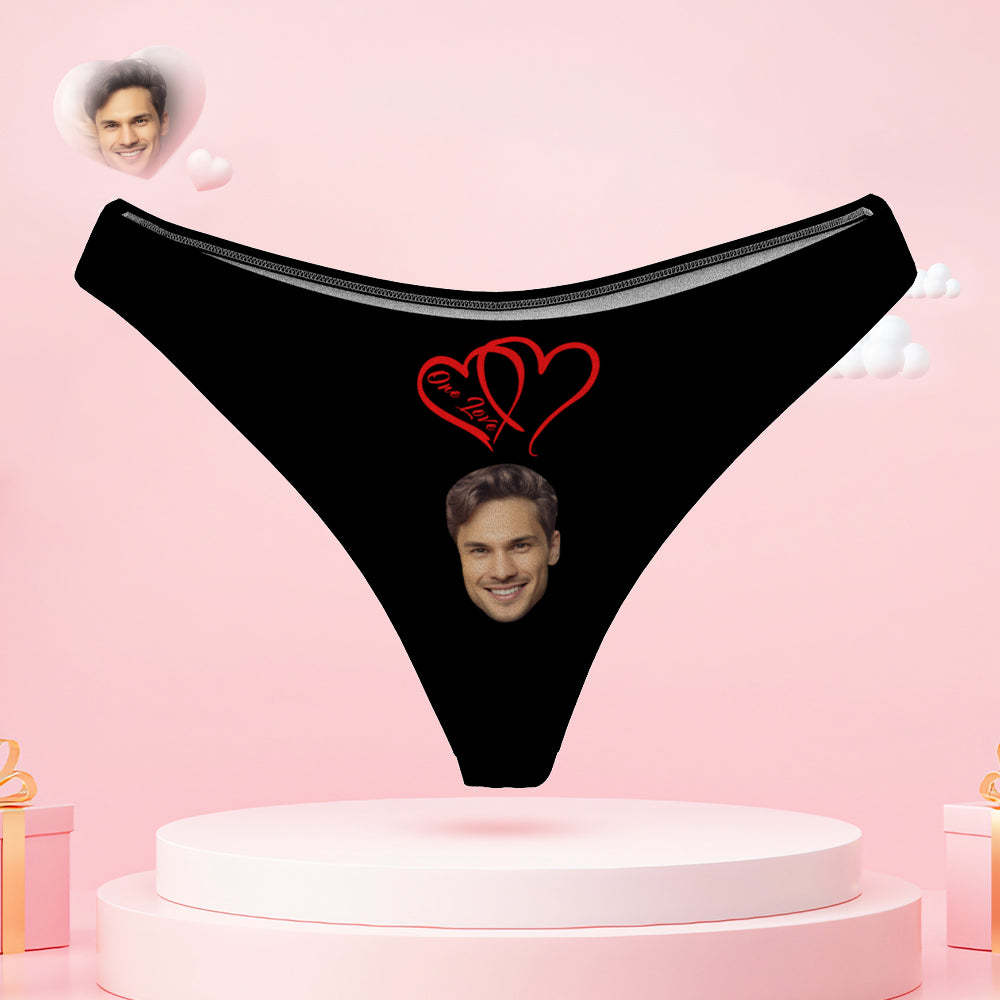 Custom Face Couple Underwear Two Hearts One Love Personalized Underwear Valentine's Day Gift - PhotoBoxer