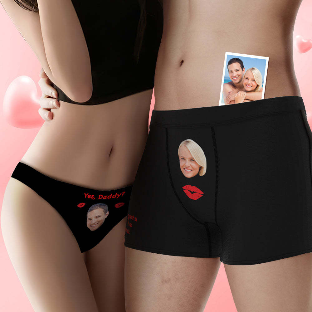 Personalized Face Couple Underwear Yes Daddy Custom Underwear for Couple Valentine's Day Gift - PhotoBoxer