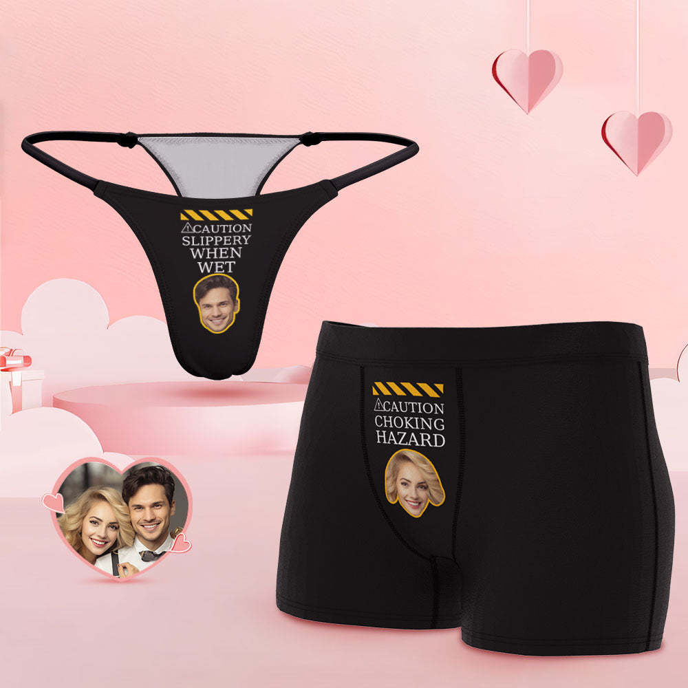 Custom Face Couple Underwear CHOKING HAZARD Personalized Underwear Valentine's Day Gift - PhotoBoxer