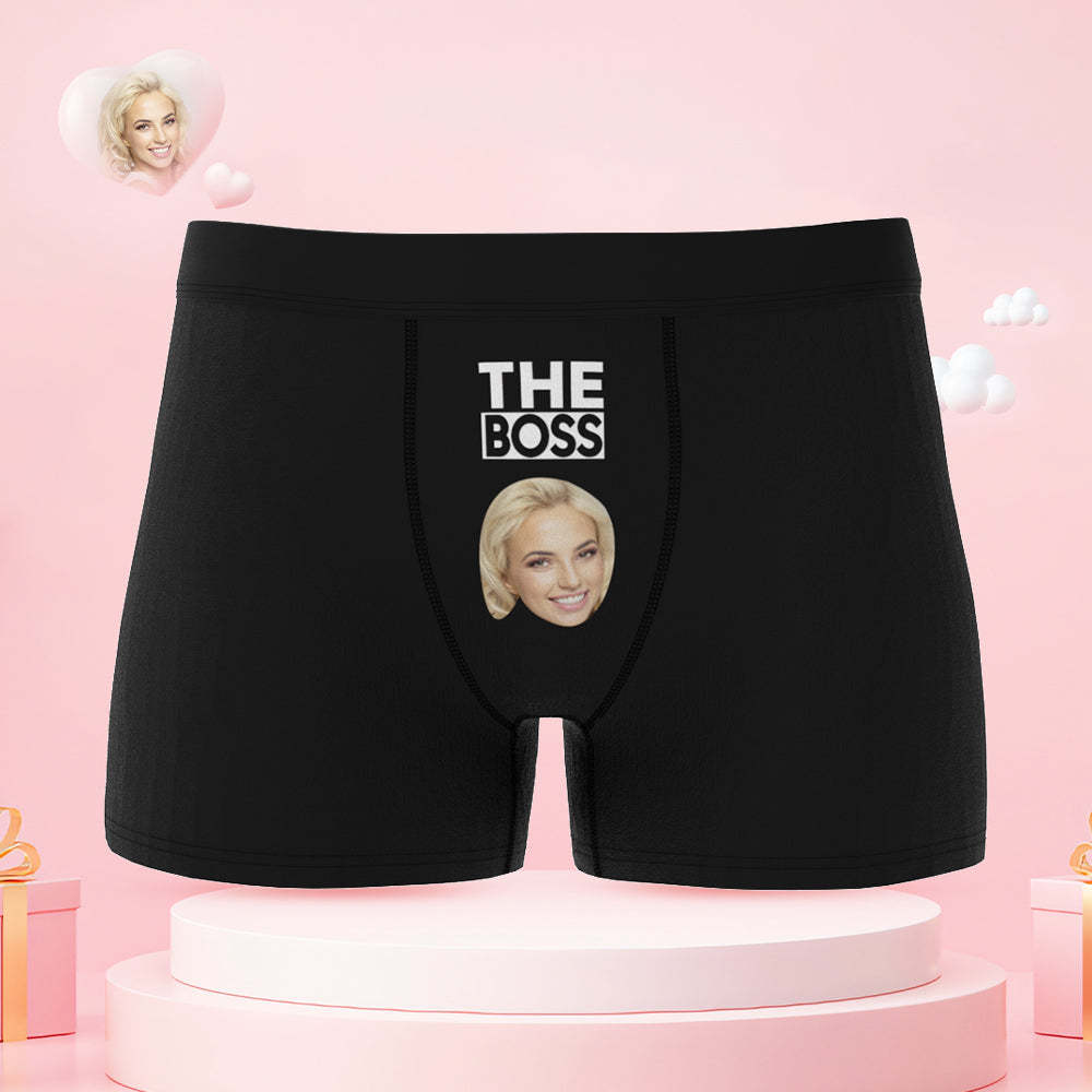 Custom Face Couple Underwear You are the Boss Personalized Underwear Valentine's Day Gift - PhotoBoxer