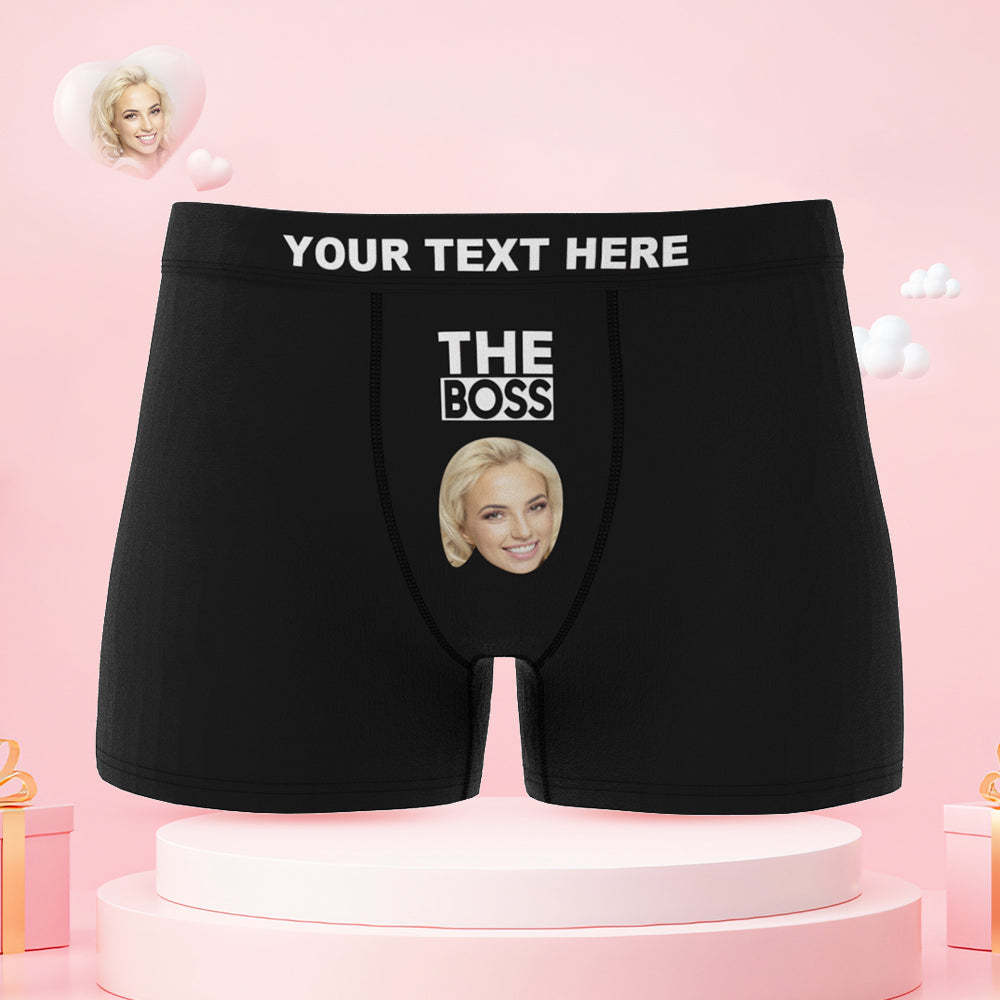 Custom Face Couple Underwear You are the Boss Personalized Underwear Valentine's Day Gift - PhotoBoxer