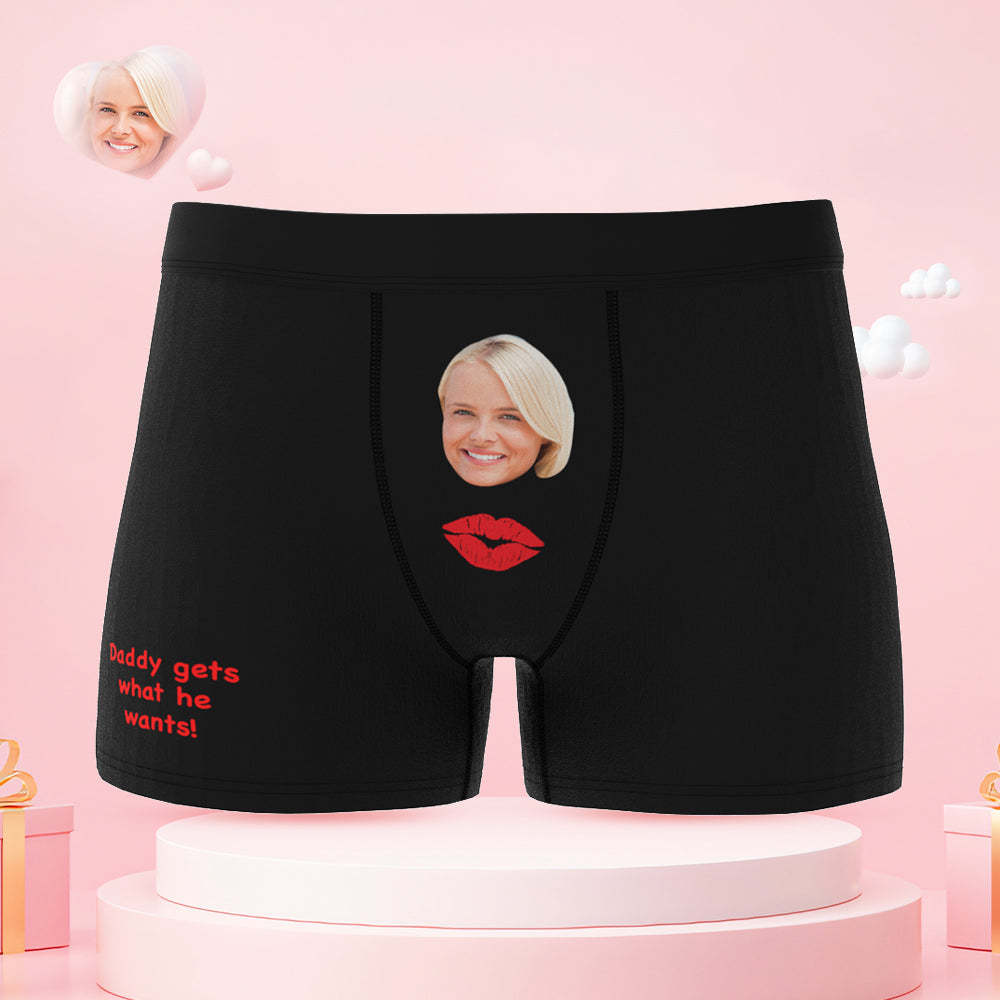 Personalized Face Couple Underwear Yes Daddy Custom Underwear for Couple Valentine's Day Gift - PhotoBoxer
