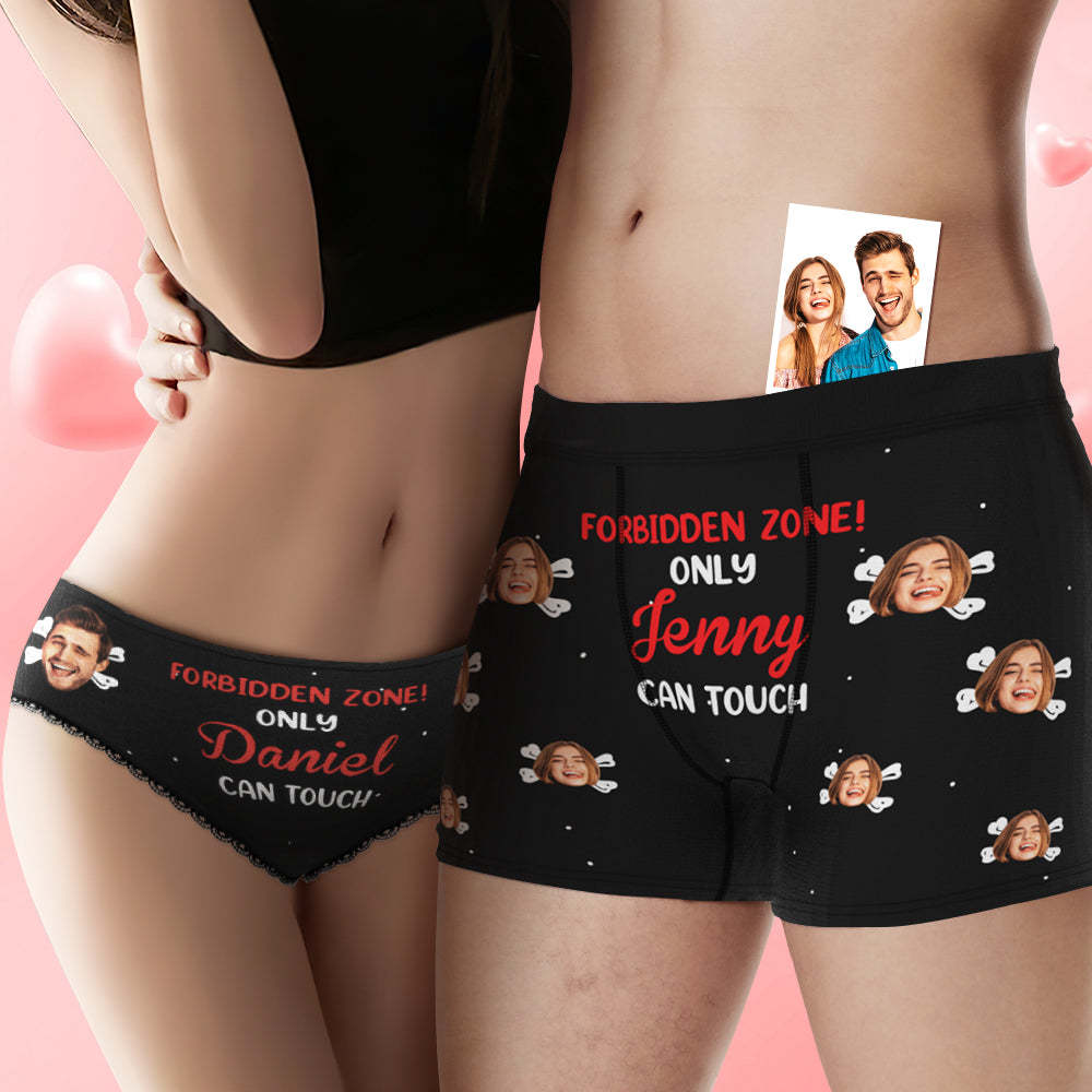 Custom Face Underwear Personalized Name Boxer Briefs and Panties Valentine's Day Gifts for Couple - PhotoBoxer