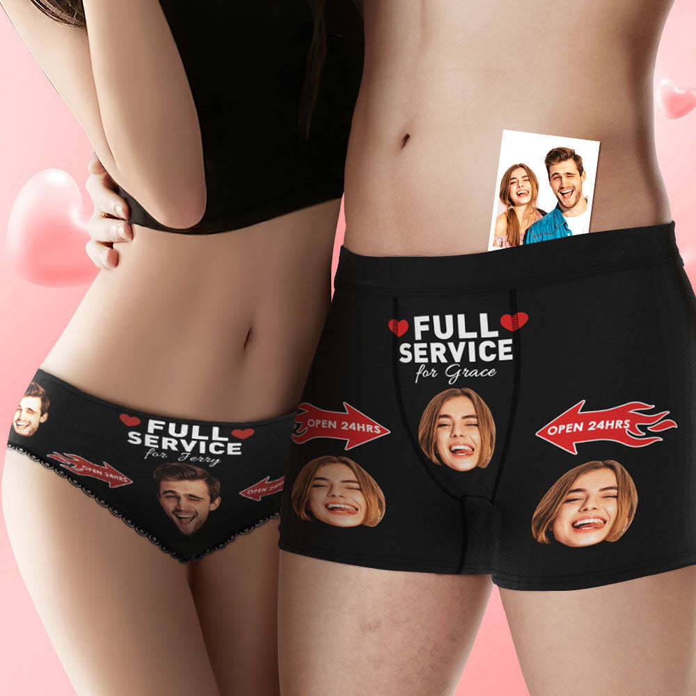 Custom Face Underwear Personalized Name Boxer Briefs and Panties OPEN 24HRS Valentine's Day Gifts for Couple - PhotoBoxer