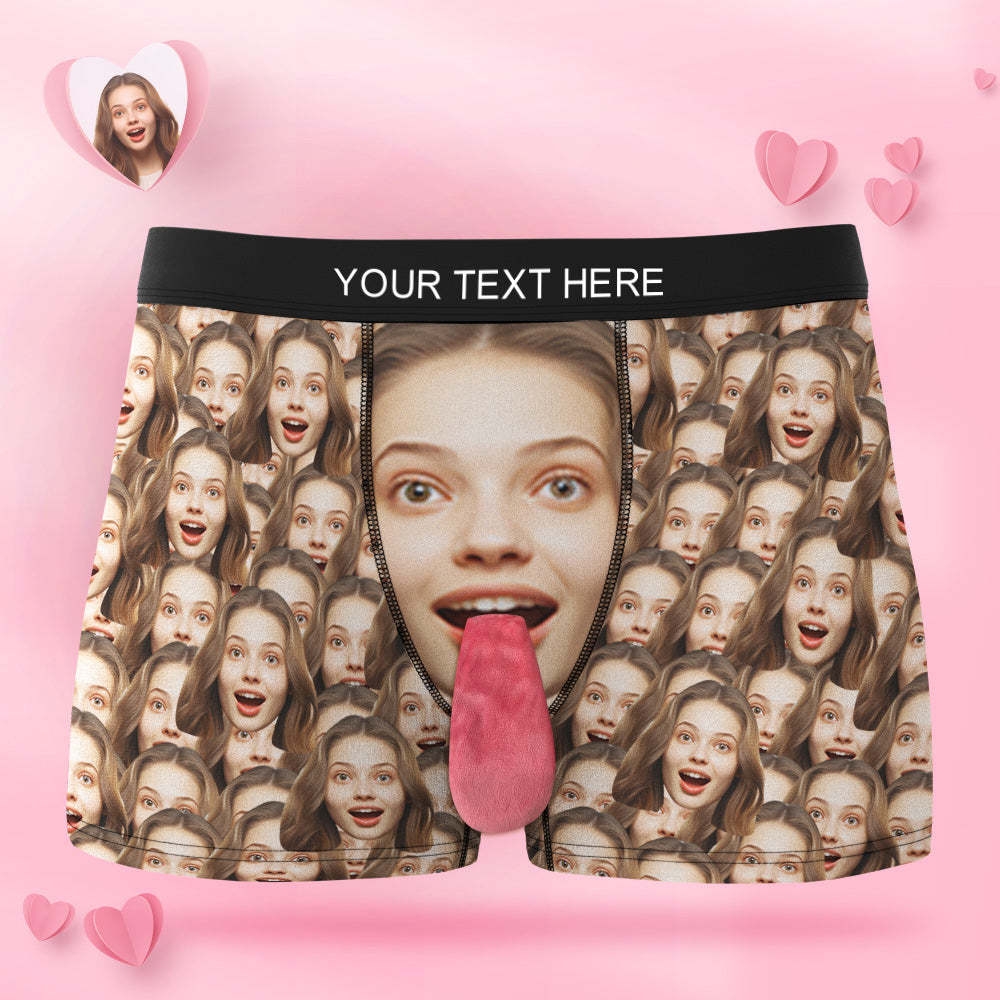 Custom Face Underwear Personalized Magnetic Tongue Underwear Face Mash Valentine's Gifts for Couple - PhotoBoxer