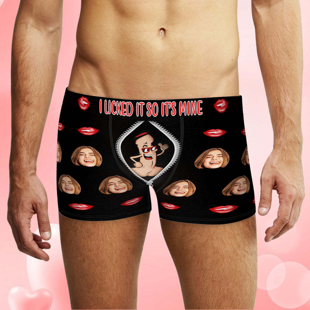 Custom Face Underwear Personalized Boxer Briefs and Panties I SUCKED IT SO IT'S MINE Valentine's Day Gifts for Couple - PhotoBoxer