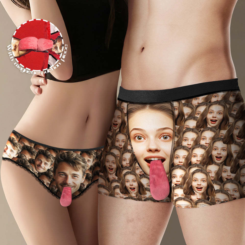 Custom Face Underwear Personalized Magnetic Tongue Underwear Face Mash Valentine's Gifts for Couple - PhotoBoxer