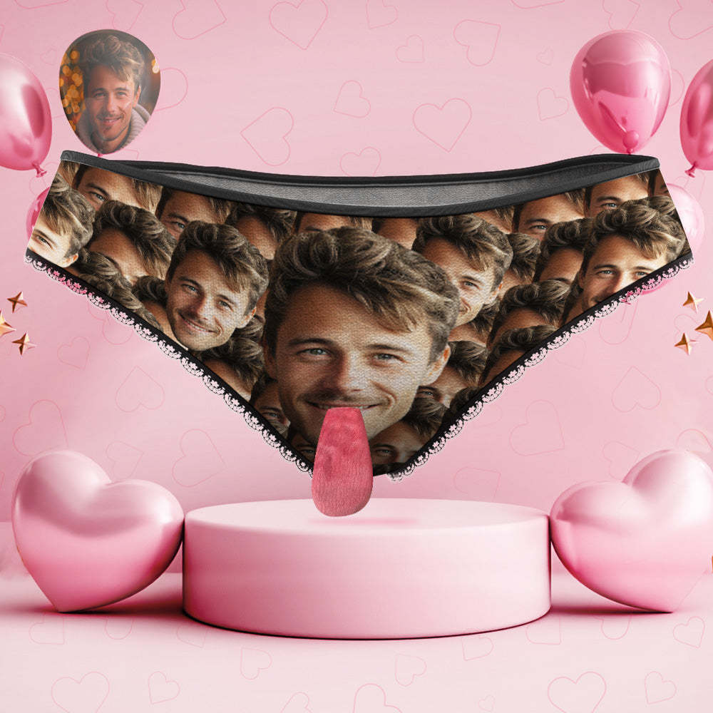 Custom Face Underwear Personalized Magnetic Tongue Underwear Face Mash Valentine's Gifts for Couple - PhotoBoxer