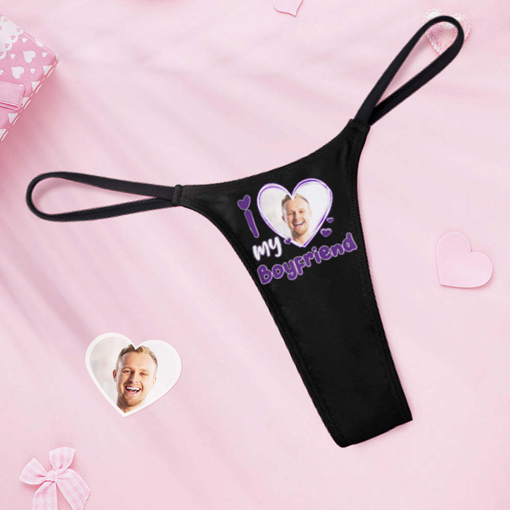 Custom Face on Women's Underwear Thongs Panty Valentine's Day Gifts for Her - PhotoBoxer