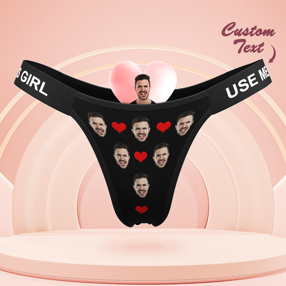 Custom Face Panties Classic Love Heart Personalized Waistband Engraved Thong Gift for Her