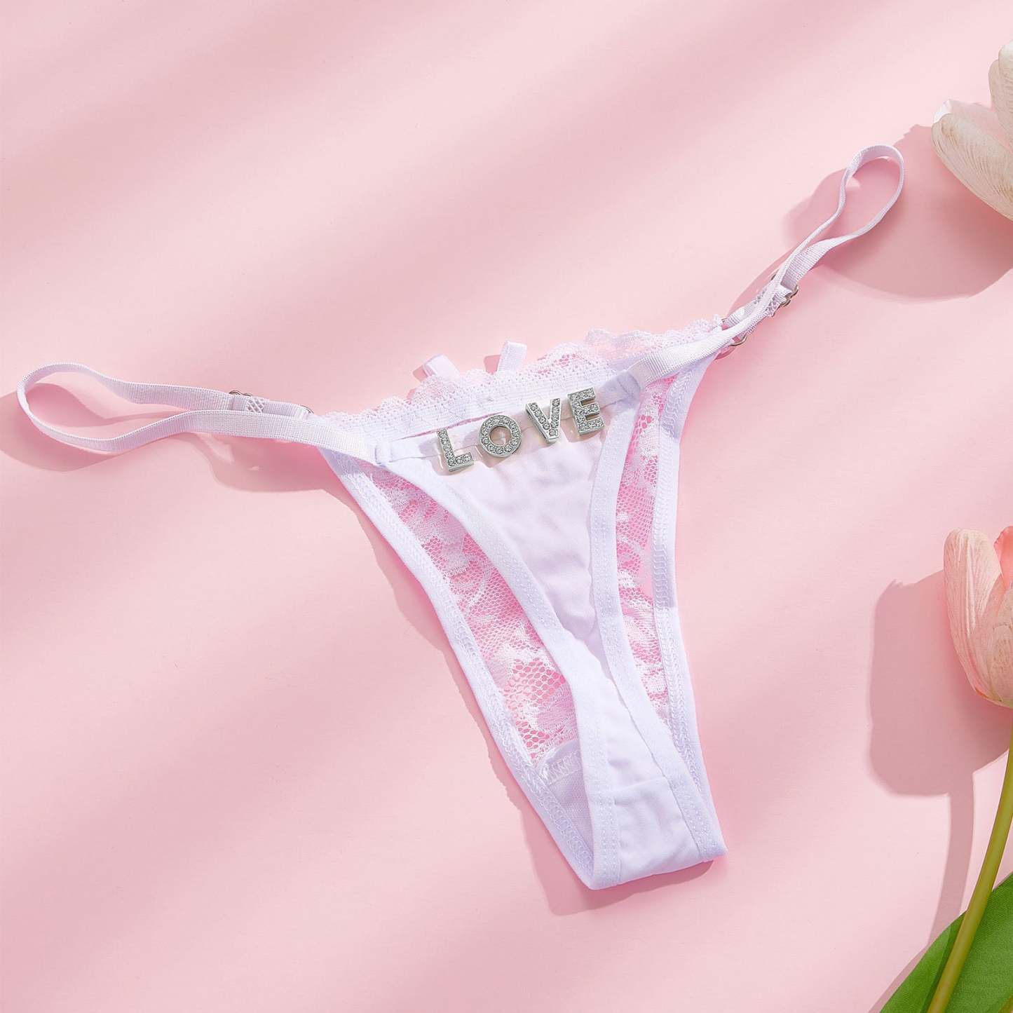 Custom Rhinestone Alphabet Thong Panties Butterfly-themed sensual - PhotoBoxer