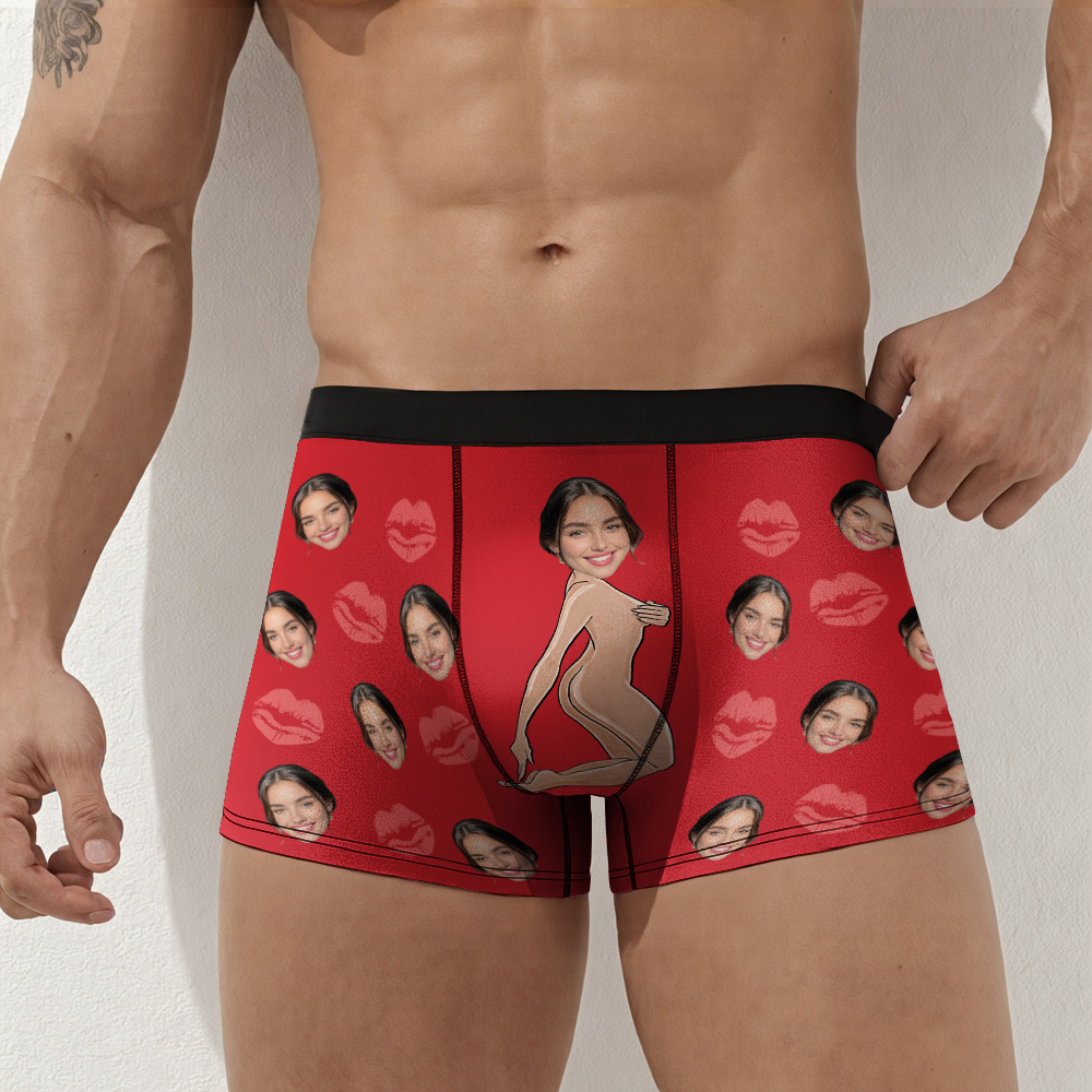 Personalize Boxers with Face for Husband/Boyfriend, Custom Boxer Briefs, Face Underwear, Underwear with Photo, Anniversary/Birthday Gift for Him - PhotoBoxer