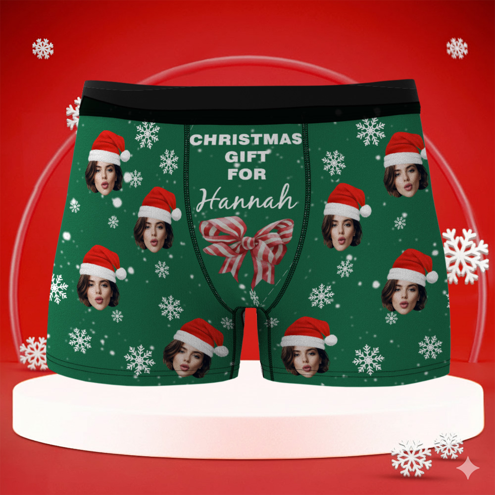 Custom Christmas Men Boxers with Face, Funny Personalized Underwear Gift for Boyfriend, Husband, or Couples