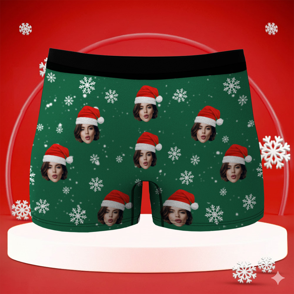 Custom Christmas Men Boxers with Face, Funny Personalized Underwear Gift for Boyfriend, Husband, or Couples